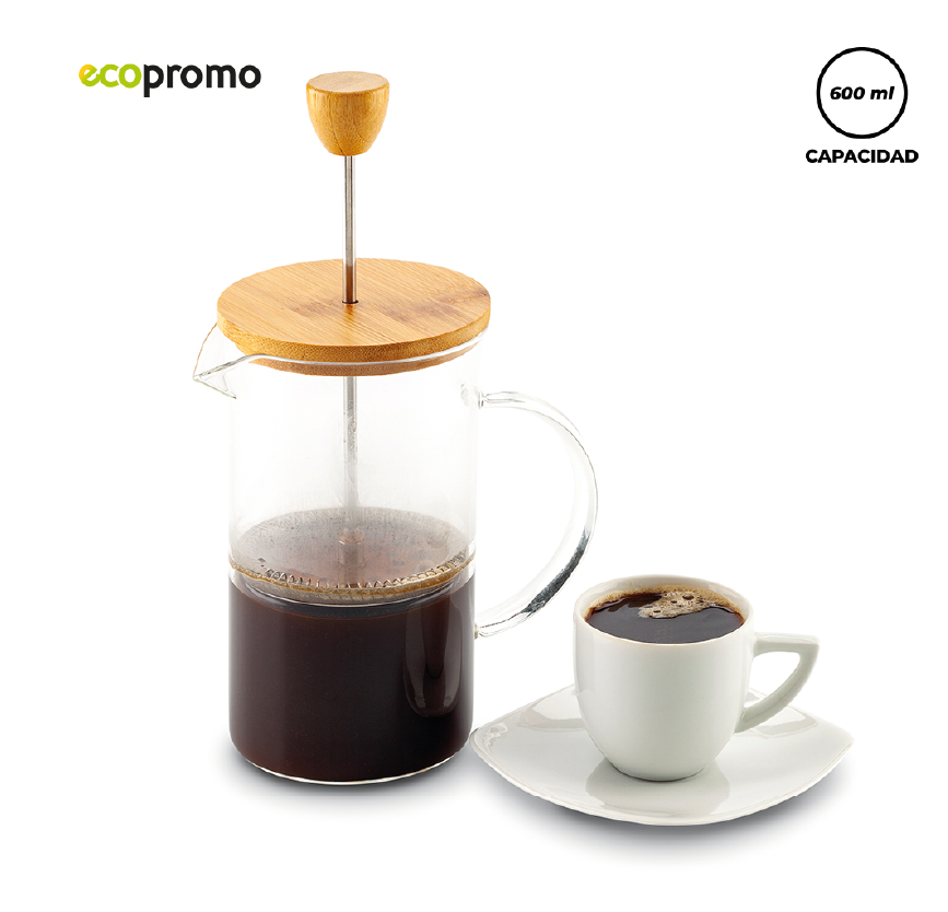 Cafetera en Vidrio y Bambú